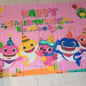 Pink Baby Shark Birthday Banner